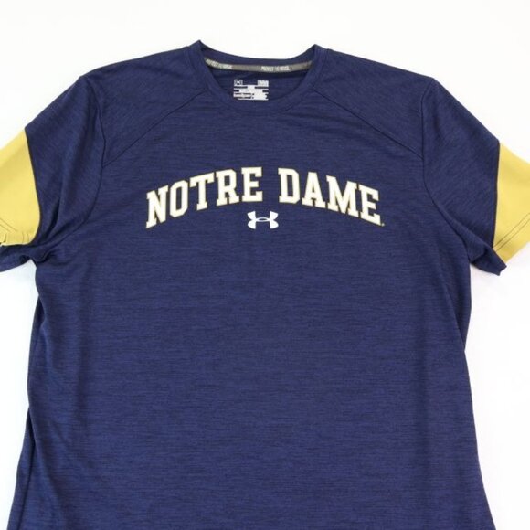 Notre Dame Under Armour Shirt Mens Large Blue HeatGear Loose Fit Performance - Picture 2 of 5